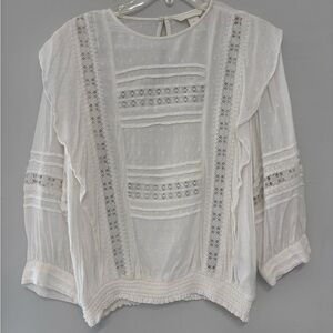 H&M Boho Cottagecore Elegant White Lace Women's Top Size‎ 6